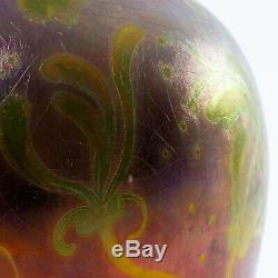 Signed Jacques Sicard Weller Vase Purple Green Yellow Iridescent Art Nouveau 5