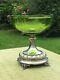 Signed Wmf Art Nouveau Silver Metal Stand And Green Glass Fruit Bowl Compote