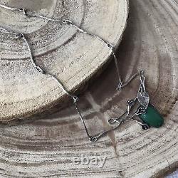 Silver 925 With Malachite Art Nouveau Style Organic Vintage Necklace