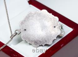 Silver Antique Art Nouveau Pendant Green Agate Pearl