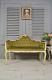 Small Vintage French Louis Xv Canape Sofa (olive Green) Free Uk Delivery