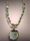 Smokey Green Art Nouveau Czech Glass Brass Floral Jade Gemstone Necklace