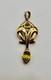 Solid 9ct Yellow Gold & Green Quartz Art Nouveau Pendant Necklace
