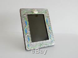 Solid Silver Art Nouveau Blue & Green Enamel Photograph Frame Hallmarked