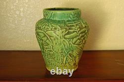 Spectacular Vintage Weller Pottery Marvo Flower Vase with Ferns Flowers & Foliage