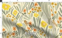 Spoonflower Cotton Tablecloth Art Nouveau Flora Sage Green Yellow Abstract