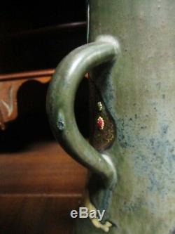 Stellmacher Teplitz Austrian Pottery Art Nouveau Jeweled Amphora Vase