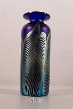 Stephen Fellerman Signed Art Nouveau Style Blue & Green Signed Small Glass Vase