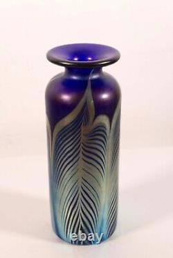 Stephen Fellerman Signed Art Nouveau Style Blue & Green Signed Small Glass Vase