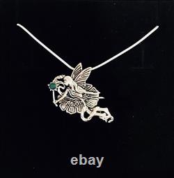 Sterling Silver Art Nouveau Christmas Flower Fairy Gemstone Pendant Necklace Pin