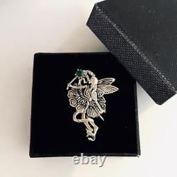 Sterling Silver Art Nouveau Christmas Flower Fairy Gemstone Pendant Necklace Pin