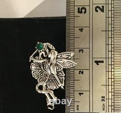 Sterling Silver Art Nouveau Christmas Flower Fairy Gemstone Pendant Necklace Pin