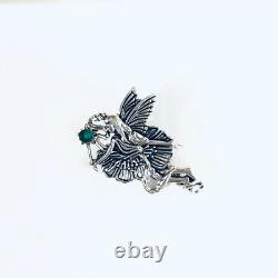 Sterling Silver Art Nouveau Christmas Flower Fairy Gemstone Pendant Necklace Pin