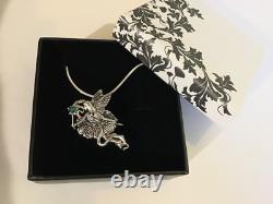 Sterling Silver Art Nouveau Christmas Flower Fairy Gemstone Pendant Necklace Pin