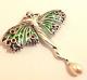 Sterling Silver Art Nouveau Plique A Jour Ruby Christmas Angel Fairy Brooch 55mm