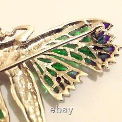 Sterling Silver Art Nouveau Plique a Jour Ruby Christmas Angel Fairy Brooch 55mm