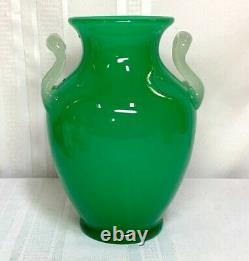 Steuben, Jade And Alabaster Double Handed Vase, Great Form, Excellent Condition