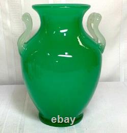 Steuben, Jade And Alabaster Double Handed Vase, Great Form, Excellent Condition