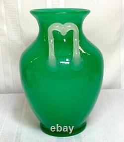 Steuben, Jade And Alabaster Double Handed Vase, Great Form, Excellent Condition