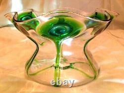 Stuart Sons For Liberty & Co Peacock Eye Trailed Glass Bowl C1905 (whitefriars)