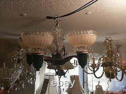 Stunning 1918 5 Light Art Nouveau Chandelier Hand Painted & 100% Restored