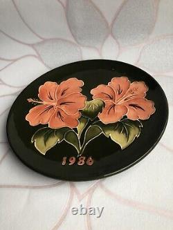 Stunning 1986 Moorcroft'Hibiscus'Green Plate /Dish England Collectable 22cm