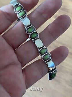 Stunning Antique Art Nouveau Arts & Crafts Silver Guilloche Enamel 7 Bracelet