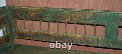 Stunning Central European Pitch Pine 19th Century Original Green Paint Bench