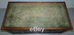 Stunning Circa 1900 Oak & Green Leather Topped Desk Or Shops Counter Arts Crafts