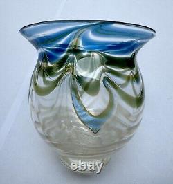 Stunning Contemporary Art Nouveau Style Hand Blown Glass Vase Signed Dated