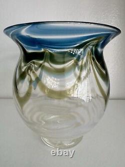 Stunning Contemporary Art Nouveau Style Hand Blown Glass Vase Signed Dated