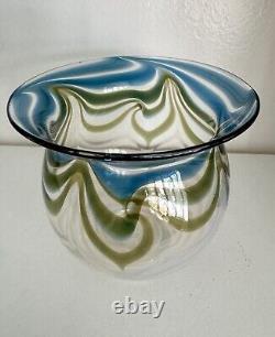 Stunning Contemporary Art Nouveau Style Hand Blown Glass Vase Signed Dated