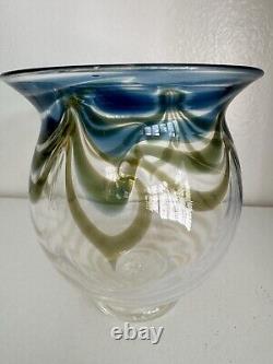 Stunning Contemporary Art Nouveau Style Hand Blown Glass Vase Signed Dated
