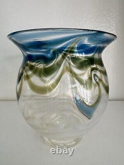 Stunning Contemporary Art Nouveau Style Hand Blown Glass Vase Signed Dated