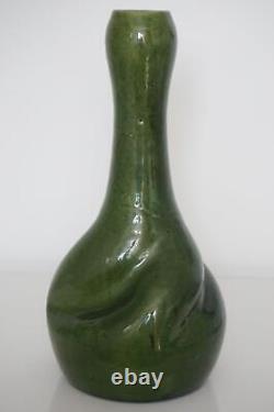 Stunning Green Glaze Twisted Vase Probably Belgian Art Nouveau c. 1900