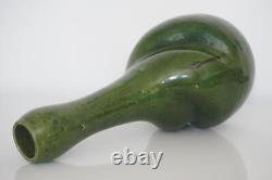 Stunning Green Glaze Twisted Vase Probably Belgian Art Nouveau c. 1900