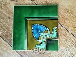 Stunning Green Original Art Nouveau Reclaimed Fireplace Tiles Minton Interest