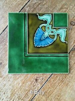 Stunning Green Original Art Nouveau Reclaimed Fireplace Tiles Minton Interest