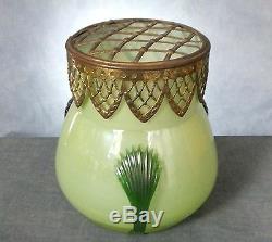 Stunning Kralik Gilt Mounted Milk Glass Trailed Posy Vase