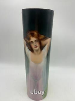 Stunning LIMOGES Hand Painted Art Nouveau PORTRAIT VASE France 1908 Signed