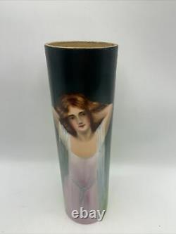 Stunning LIMOGES Hand Painted Art Nouveau PORTRAIT VASE France 1908 Signed