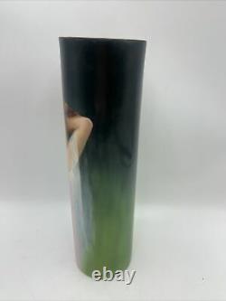 Stunning LIMOGES Hand Painted Art Nouveau PORTRAIT VASE France 1908 Signed