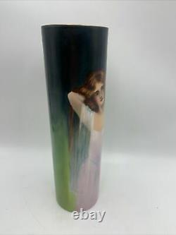 Stunning LIMOGES Hand Painted Art Nouveau PORTRAIT VASE France 1908 Signed