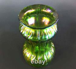 Stunning Loetz Iridescent Green'neptune' Pattern Glass Vase