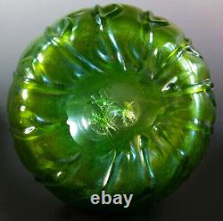 Stunning Loetz Iridescent Green'neptune' Pattern Glass Vase