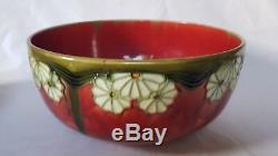 Stunning Minton Large Art Nouveau Secessionist Red And Green Floral Design Bowl