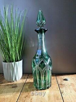 Stunning Pair Of Antique Bohemian Crystal Green Cut Glass Decnaters Moser