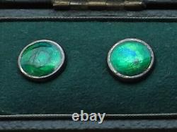 Stunning Set 6 x Silver & Blue/Green Enamel Buttons In Liberty & Co Case c1905