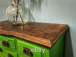 Stunning Vintage Green Art Nouveau Solid Sideboard