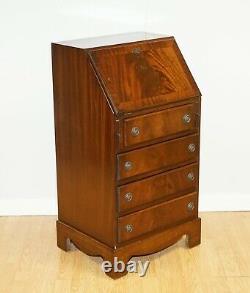 Stunning Vintage Mahogany Bureau Desk With Green Leather Inside